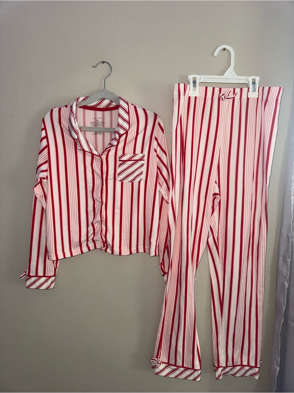 Tahari Red and White Striped Kids Pajama Set